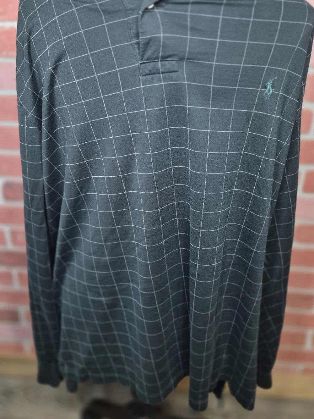 Polo by Ralph Lauren Black Windowpane Long Sleeve Polo